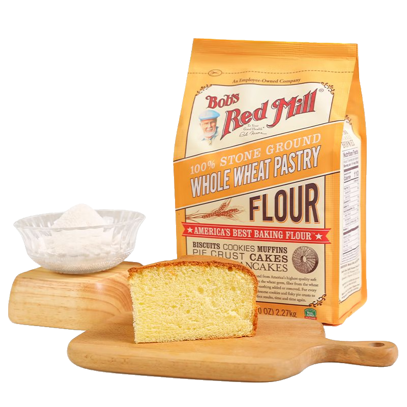 鲍勃红磨坊全麦低筋面粉小麦粉蛋糕粉家用烘培材料家用石磨面粉 2270g