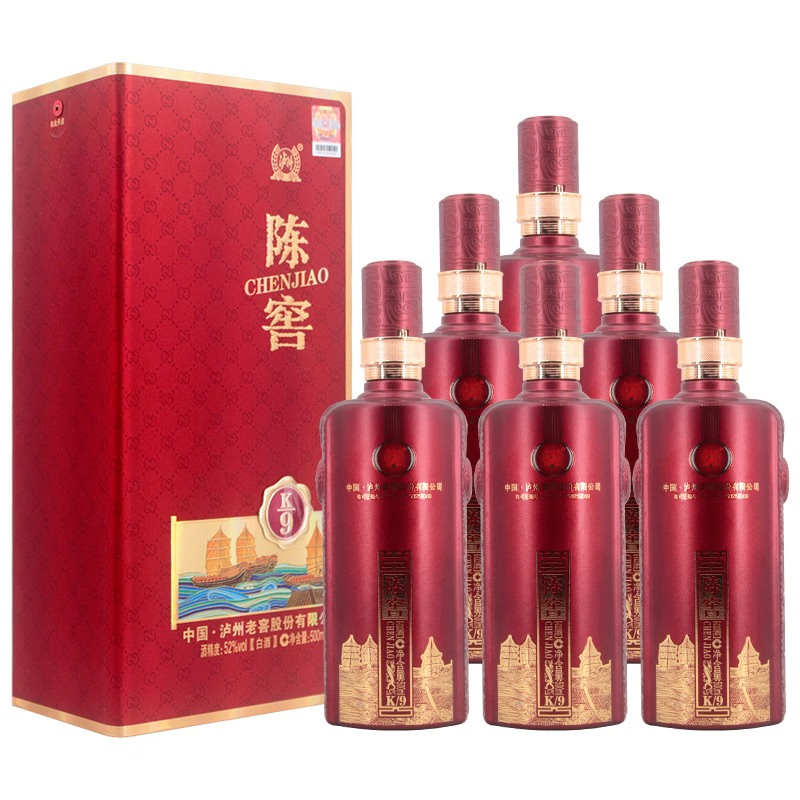 52度 浓香型白酒 宴请聚会自饮送礼酒水 泸州老窖 陈窖k9 500ml*6瓶
