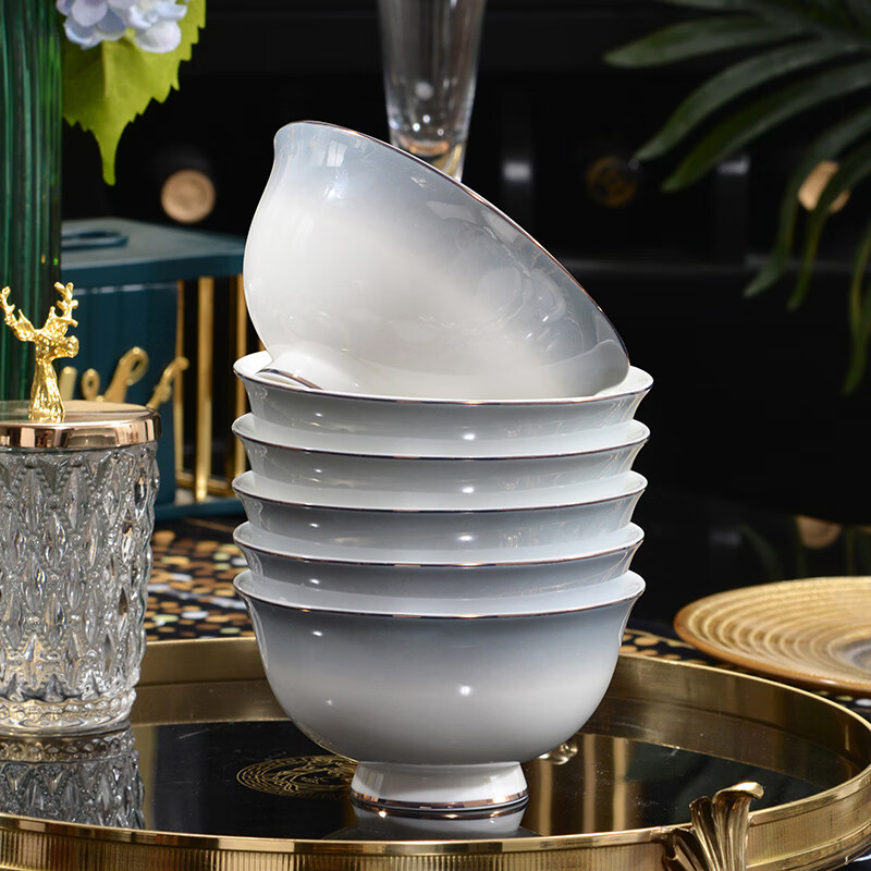 孟垣星空渐变34件套骨质瓷饭碗汤碗套装盘子碟子餐具套装MY-XKH34 星空渐变灰34件套礼盒套装