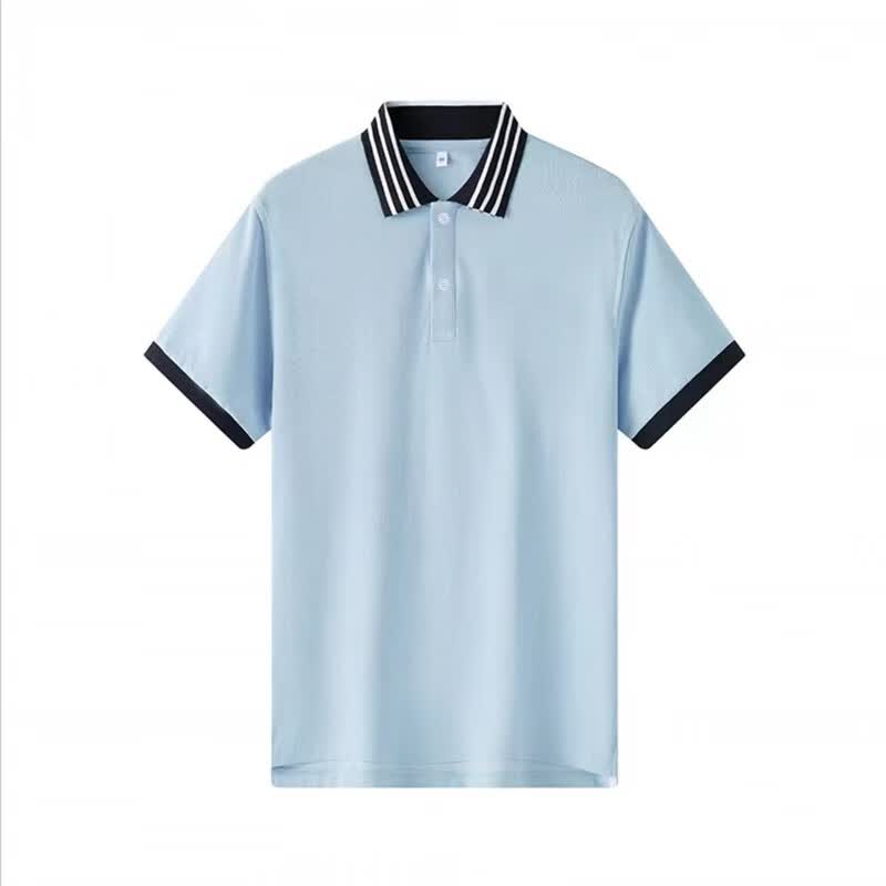 KANCHAIWA校服短袖T恤 夏季初高中网眼珠地蓝白POLO衫小学校服 015款蓝色上衣无徽章 160cm属于什么档次？