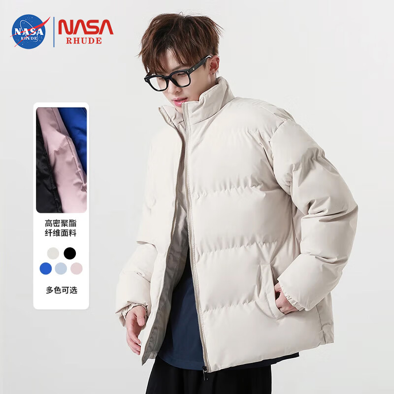 NASA RHUDE棉服秋冬款男女情侣款潮牌加厚棉袄休闲保暖防风立领面包棉衣外套 卡其 XXL