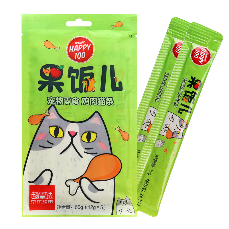 顽皮（Wanpy）果饭猫条猫湿粮猫零食成猫幼猫猫罐头营养膏 0添加0诱食剂 【试用装】随机口味5支