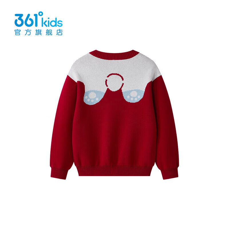 361°童装儿童圆领仿毛衫男女童冬季新款小童时尚保暖童趣毛衣 海港红 101cm
