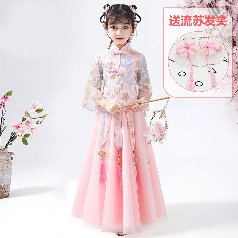 汉服女童唐装仙女裙小学生连衣裙古装儿童礼服公主裙春装旗袍套装