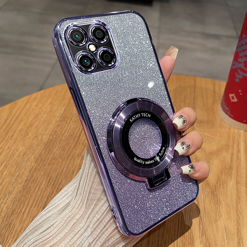 妙之选华为nzoneS7pro+手机壳中国移动zones7por保护5G硅胶套SP300全包s7防摔透明软nzone带支架nzonesp 【闪粉-玫瑰金】透明电镀送全屏钢膜+支架 华为智选 NZONE S7 Pro+