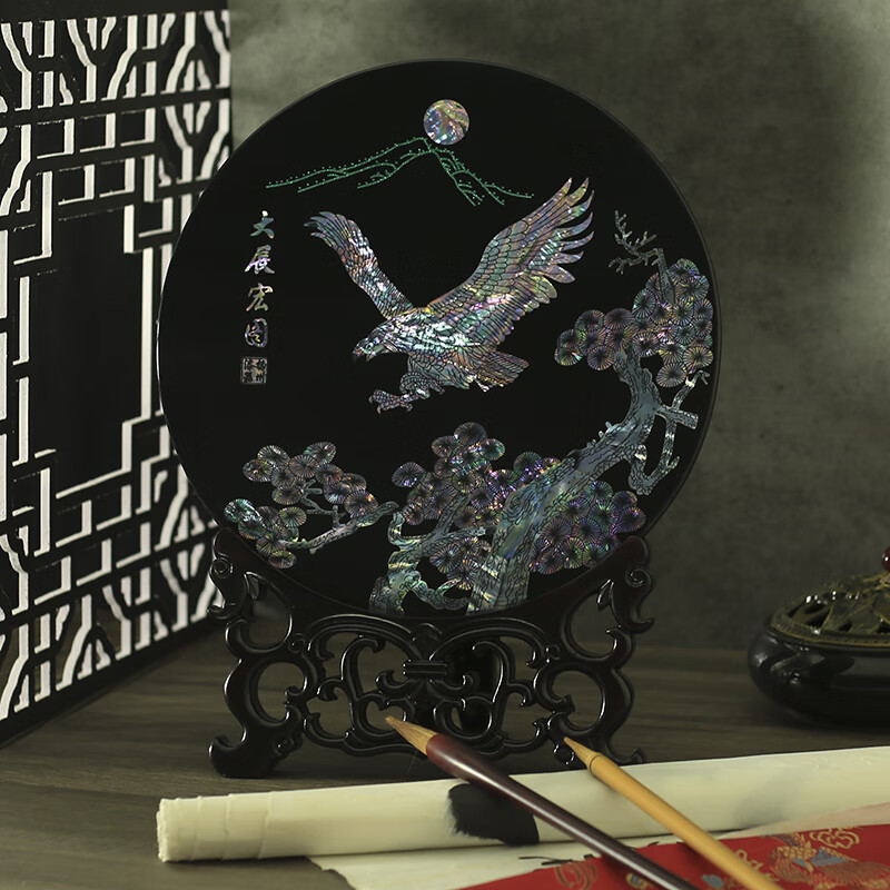 扬州漆器文创摆件木胎螺钿古风摆件中国传统文化情人节结婚搬家开 彩