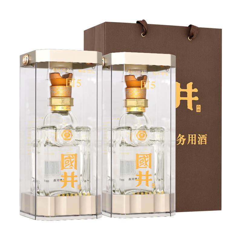 国井白酒 国6/国5纯粮食酿造 商务宴请送礼喜宴用酒 山东特产名酒 52度 480mL 2瓶 国井国5送礼品袋