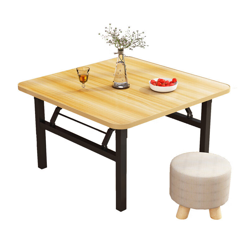 可折叠钢架桌【60x60x50】黑木纹