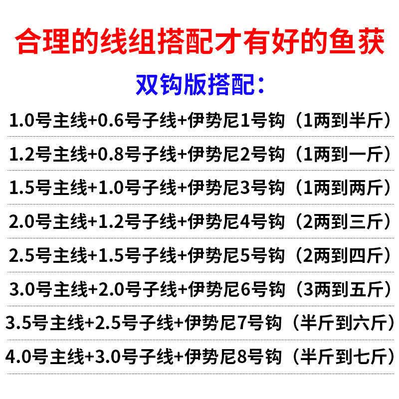 鱼线主线线组子线钓鱼线  7星七星漂线组套装双钩浮漂鱼漂鱼钩绑好的