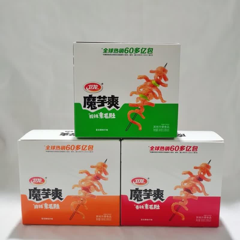 卫龙魔芋爽素毛肚魔芋丝整箱3盒香辣麻辣素肉小零食辣条