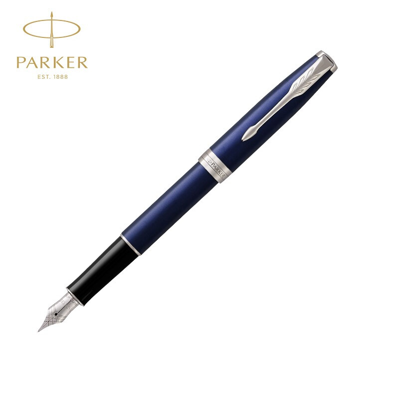 派克（PARKER）钢笔 签字笔 商务办公送礼 男女生日礼物 学生练字 卓尔海洋系列月光蓝白夹墨水笔