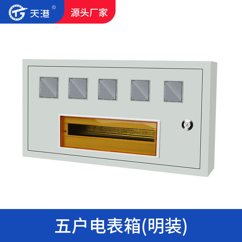 单相电表箱盒5户明装暗装铁质火表箱配电箱五位防锈电闸箱 5户电表箱
