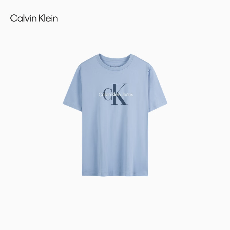 Calvin KleinJeans春夏女士休闲通勤印花ck纯棉打底圆领短袖针织T恤40WL260