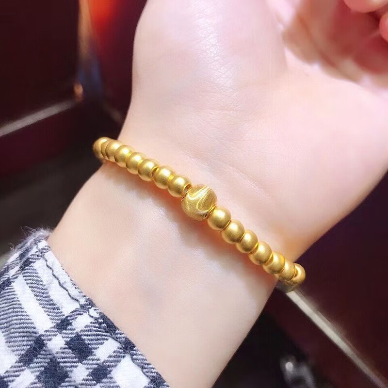som老凤凰黄金转运珠手链女足金999圆珠猫眼小金珠子手串送老婆女友