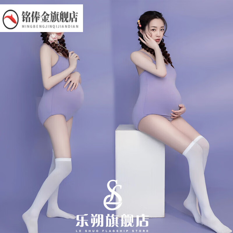 孕婦照服裝 孕婦拍照服裝新款影樓孕婦裝唯美孕媽咪寫真拍藝術(shù)攝影孕婦照服裝 25吊帶連體衣+襪子 均碼