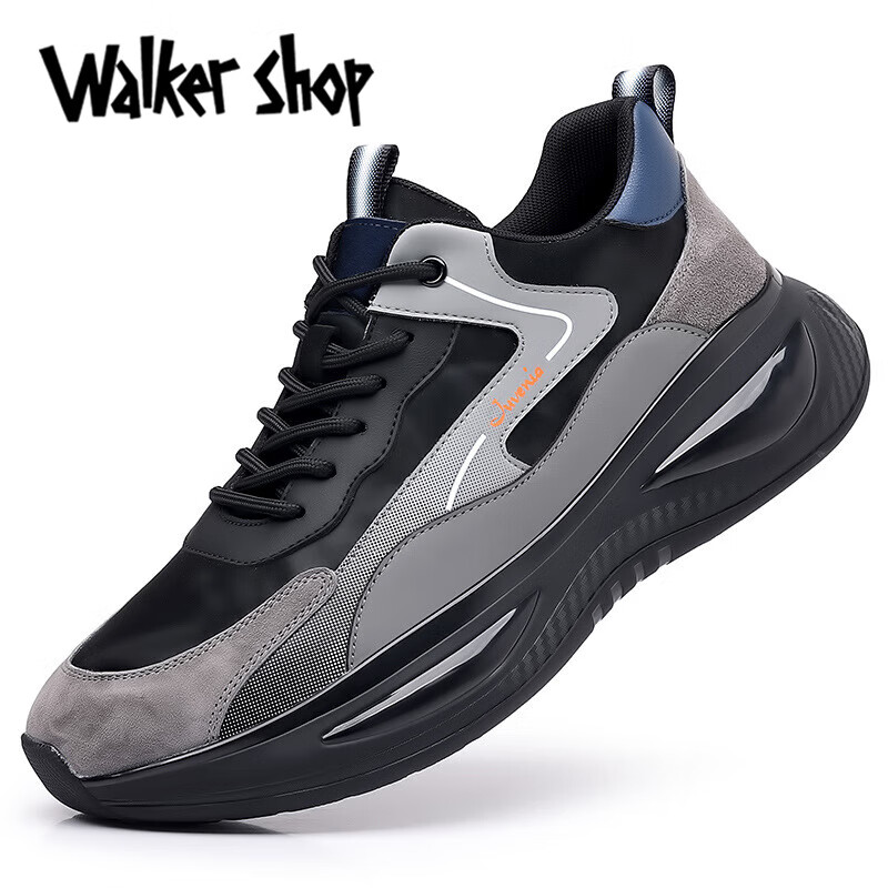 Walker Shop品牌运动鞋男新款休闲鞋男透气轻奢百搭轻便鞋子男鞋 黑色 41(标准皮鞋码)