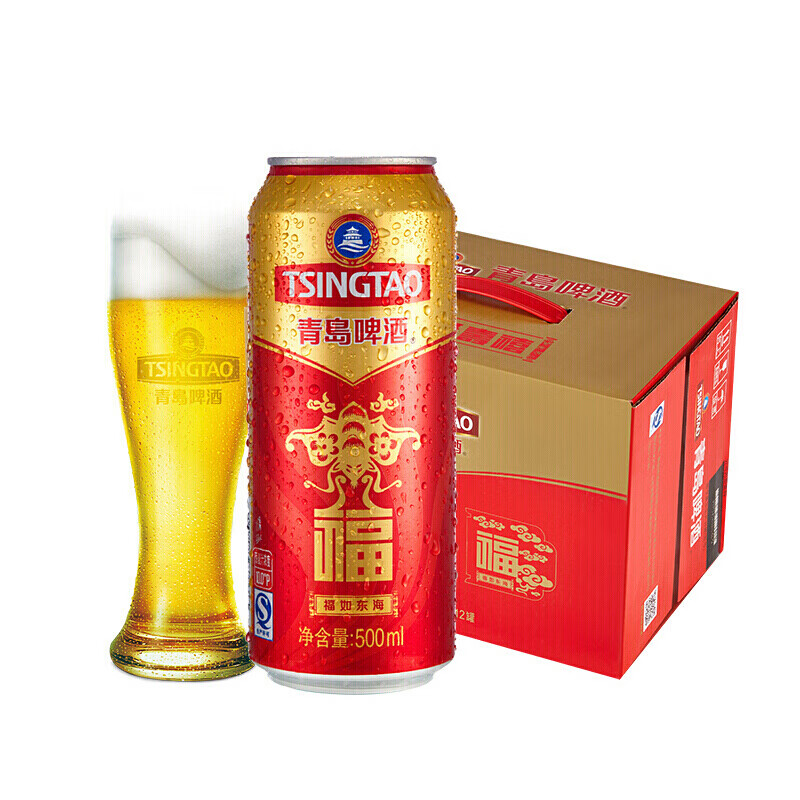 青岛啤酒(tsingtao 青岛啤酒福如东海500ml*12听 1箱装