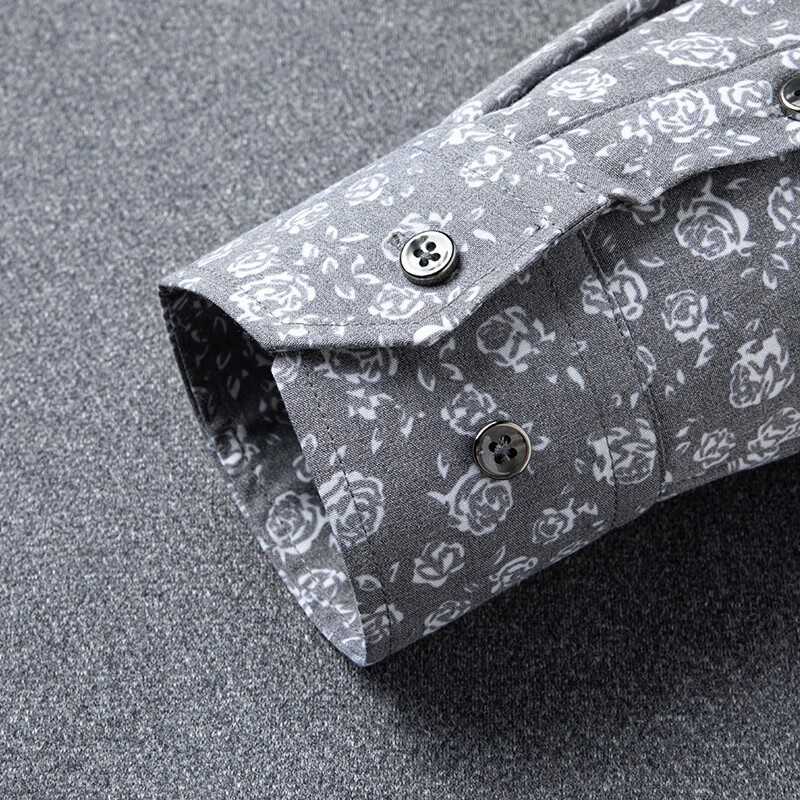 罗蒙（ROMON）含桑蚕丝加绒假两件针织衫男冬季新款加厚保暖印花打底衫毛衣男 7Z111601黑色 XL /175 （建议125-145斤）