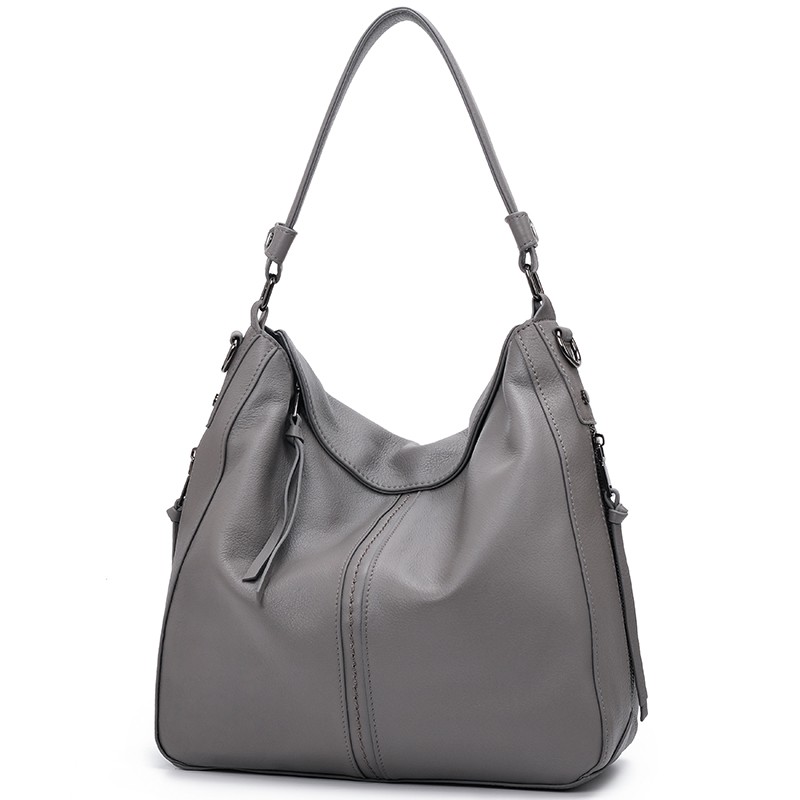 真皮女包新款包包百搭托特包女大容量气质手提女士单肩斜挎包 灰色