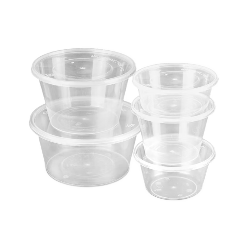 沉弗一次性碗外卖打包盒塑料饭盒快餐盒泡面汤碗带盖圆形食品级餐盒 1250ml圆形透明30套