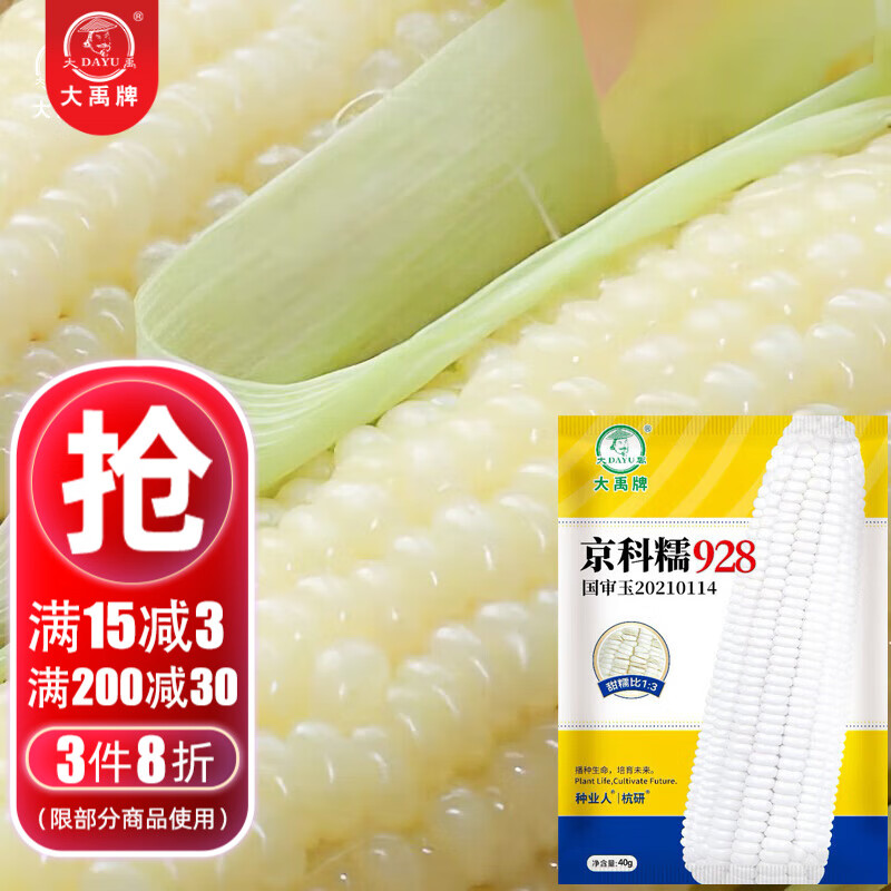 大禹国审糯玉米种子白甜糯玉米京科糯928非转超甜粘甜春季 京科糯928