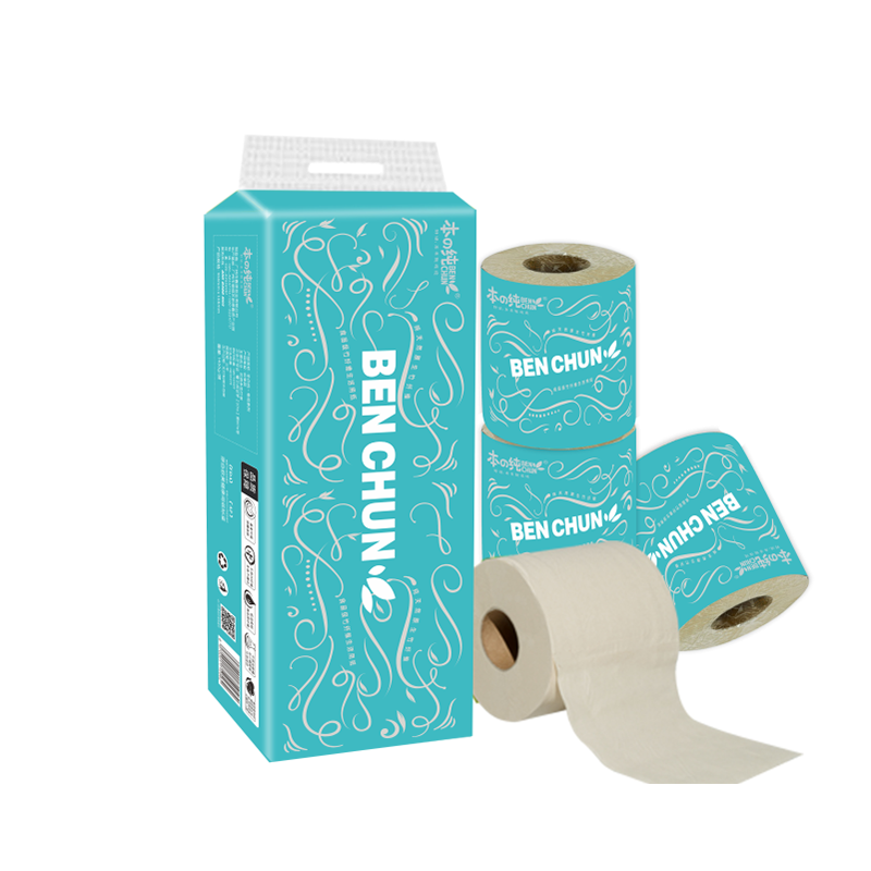 本の纯纸巾 竹本色有芯滚筒卷纸 亲肤家庭用卫生纸 湿水不易破强韧厕纸 3层140g*10卷