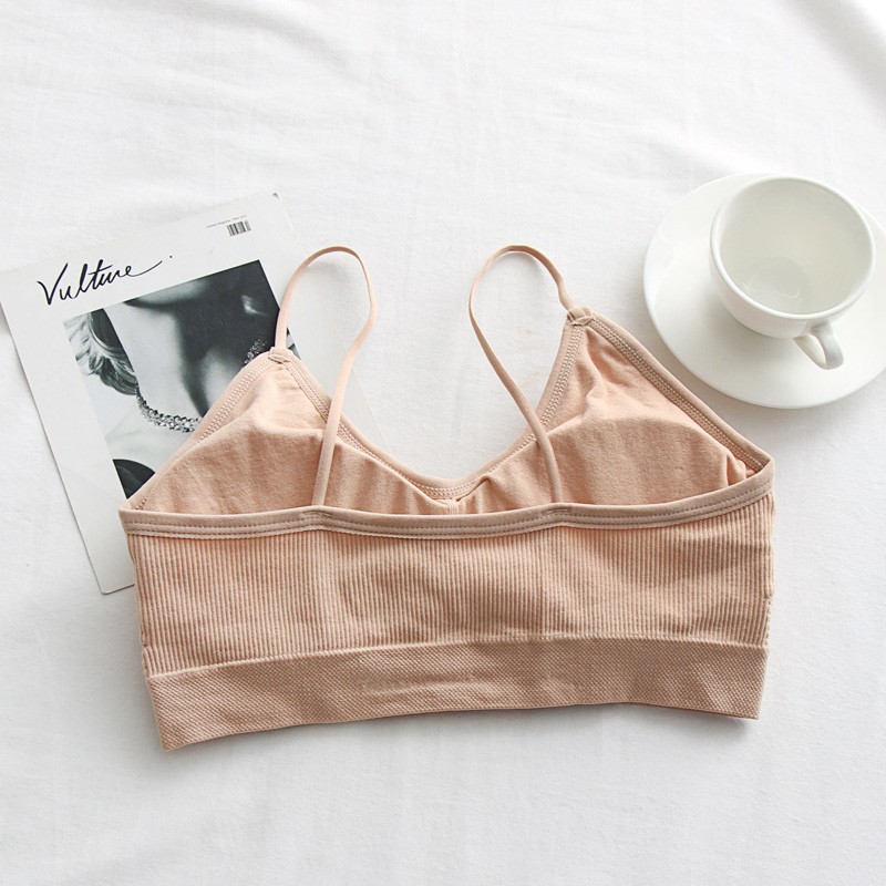 俞兆林2件运动文胸美背内衣女薄款无钢圈胸罩高中学生少女裹胸吊带背心 细肩带美背文胸(白色+肤色) 均码 (85-130斤)