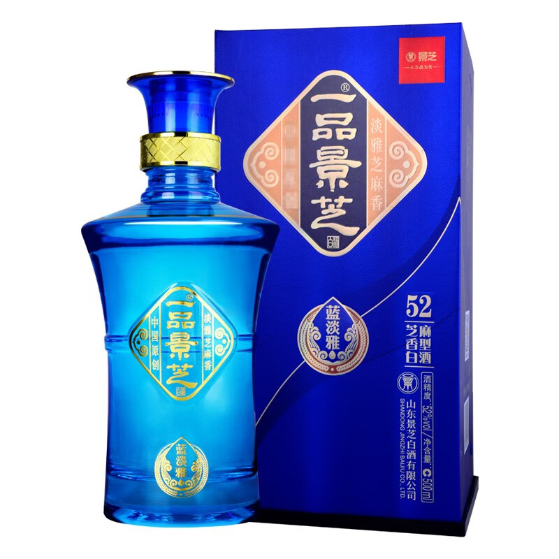 景芝一品景芝蓝淡雅 芝麻香型高度白酒 婚宴喜酒 52度 500ml 1瓶 单支