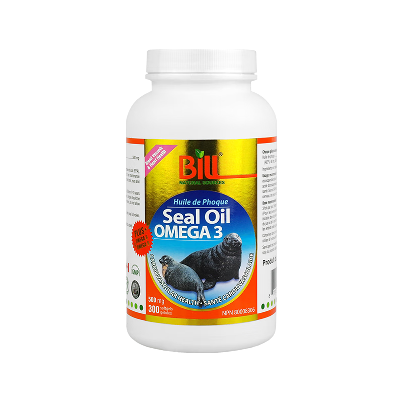 康加美 加美科研製藥（BILL NATURAL SOURCES Bill Beauty&Health Products）北極海豹油軟膠囊 高純格陵蘭海豹油 Omega-3 Seal Oil 500mg 加拿大BILL海豹油軟膠囊(標(biāo)準(zhǔn)裝)300粒/瓶