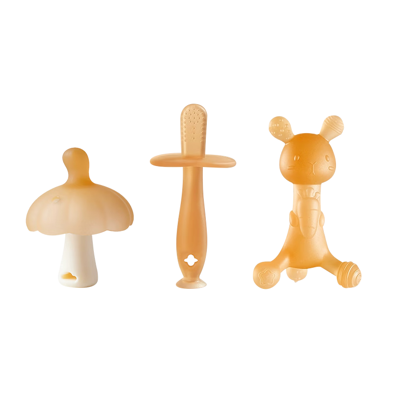 光多拉婴儿牙胶磨牙棒小蘑菇宝宝防吃手神器小兔子咬胶3件套装