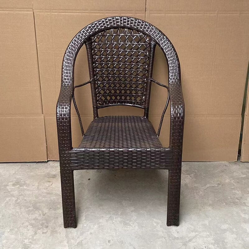 朵貌德国品质加大加固款带扶手椅子靠背椅藤编椅子室外椅子午休PE手工 黑棕色- 2把加大加固藤椅