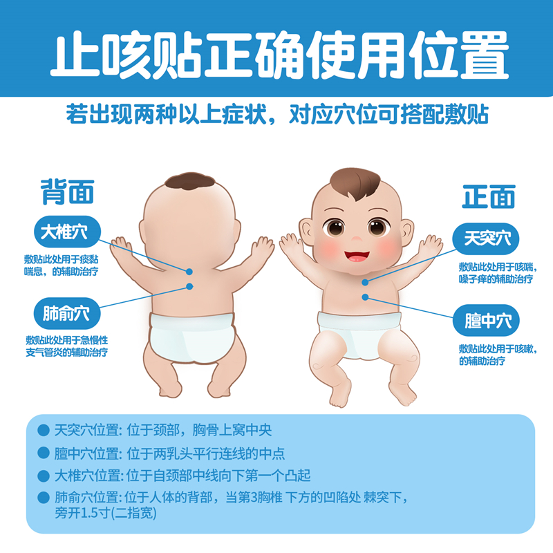 药店直售 群泰度百灵贴儿童咳嗽理气支气管咳喘穴位贴 一盒装