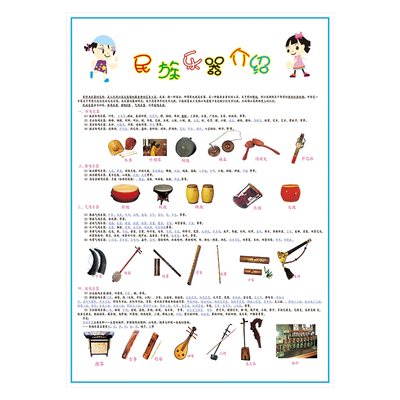 音乐教室布置海报挂图音乐室民族西洋乐器介绍知识中国民乐简介中西