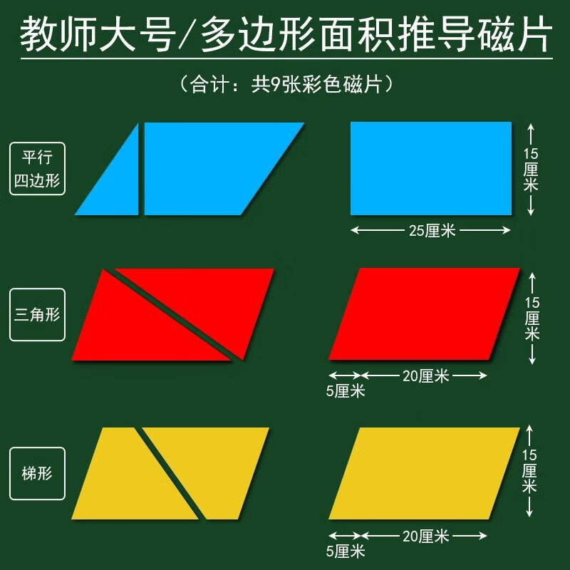 平行四边形的面积推导教具梯形三角形计算公式磁长方形图形变换小学