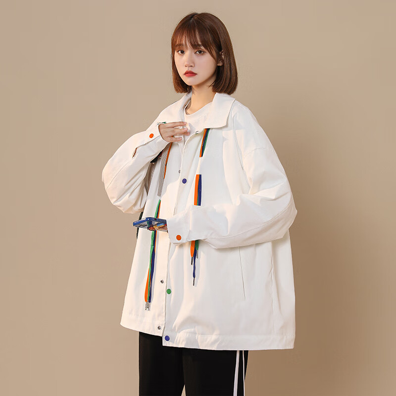 米轩潮牌高中大学生秋衣外套胖男生潮流大码女装外套女200斤bf宽松韩