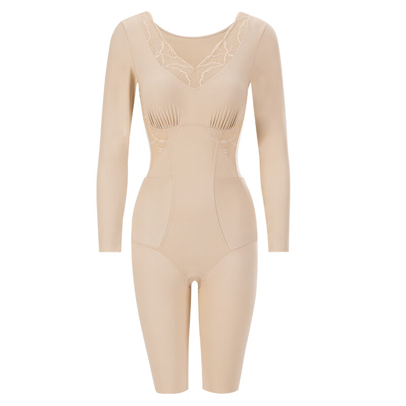 美人计塑身连体衣长袖保温收腹提臀塑形衣女 凝脂肤色 S (建议80-95斤)