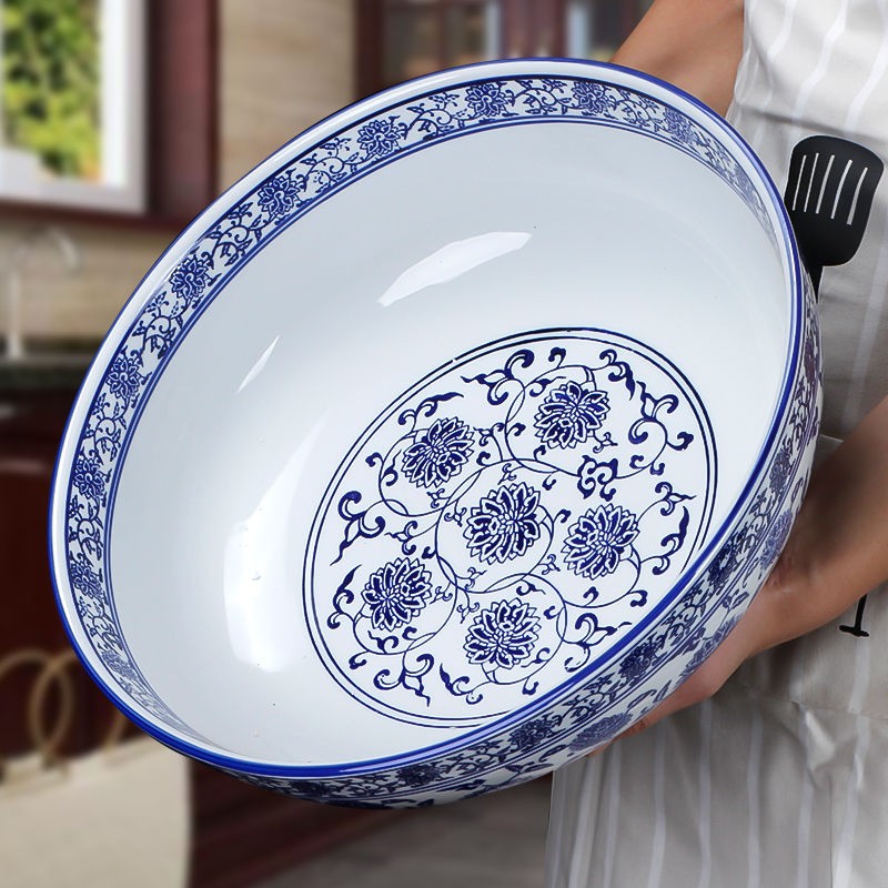 JAHE剁椒鱼头大碗商用釉下彩青花瓷陶瓷特大汤碗和面盆辣椒油碗酸菜鱼 清花汤碗（30CM）1个