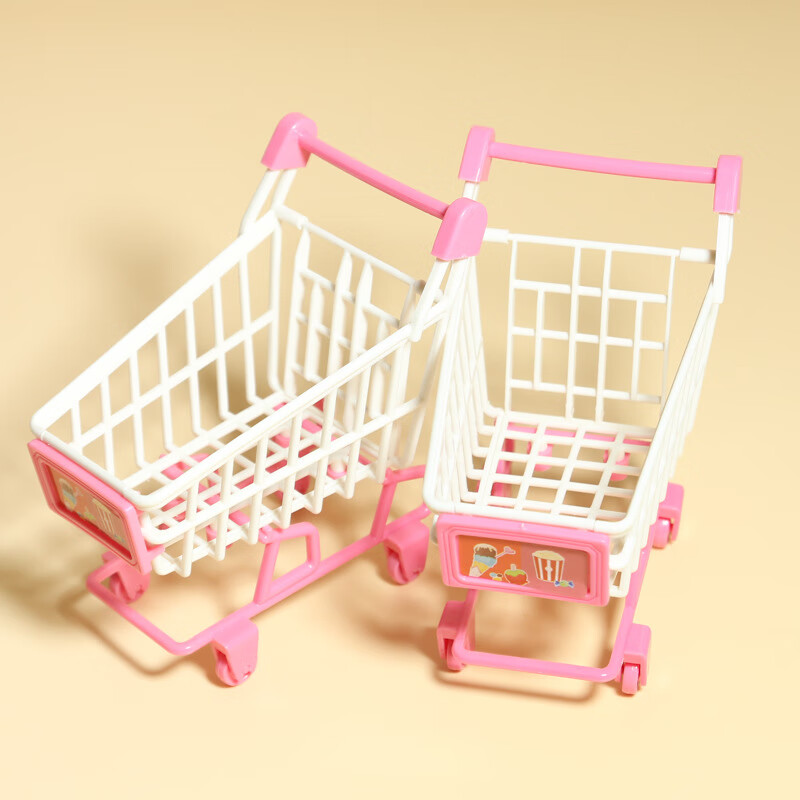 便利店迷你购物车过家家玩具微景观摆个手工diy娃娃屋微缩小推车 随机