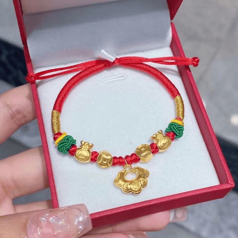 love content老凤凰999足金平安福锁黄金小福袋钱币宝