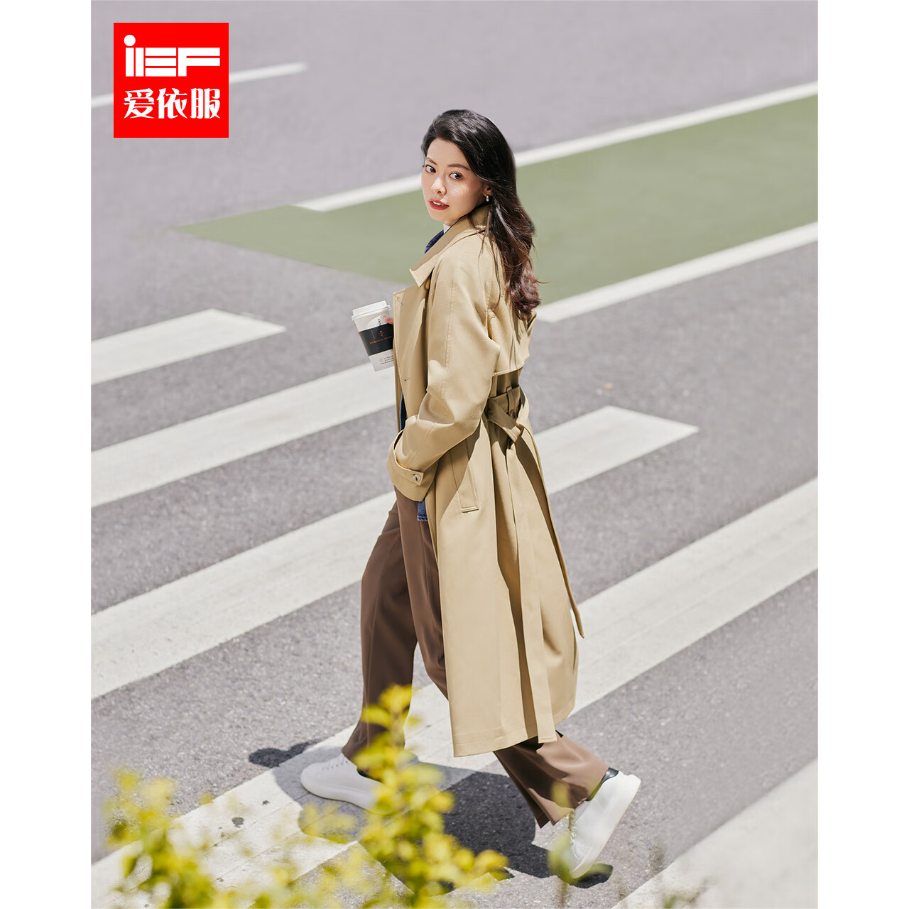 IEF/爱依服风衣长外套2023秋季新款韩版高级感英伦风通勤百搭大衣 卡其 M怎么看?