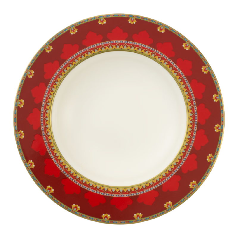 德國(guó)唯寶（Villeroy&Boch） 奢華中東系列 進(jìn)口骨瓷碗 瓷器餐盤(pán) 復(fù)古藝術(shù)盤(pán)子 家用歐式餐具 紅寶石深盤(pán) 24cm