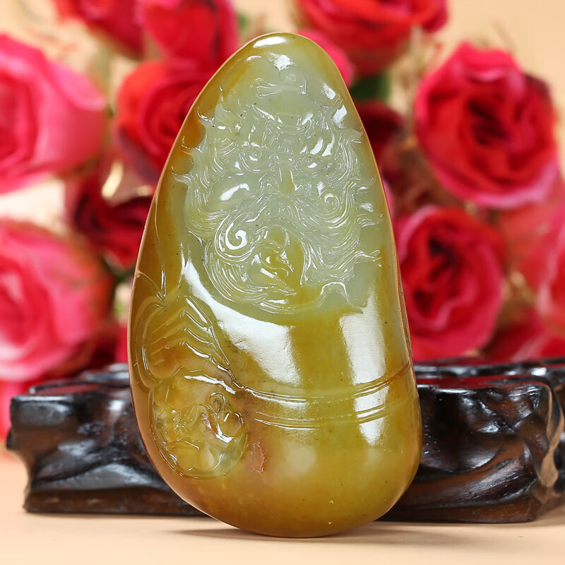 禄缘相和田玉籽料红油皮钟馗天官赐福手把件 苏州玉雕大师万子涵作品