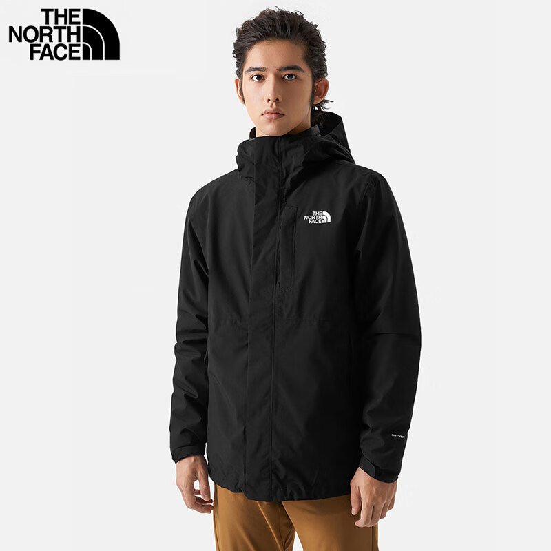 The North Face北面三合一冲锋衣男户外棉内胆冲锋外套n81RN JK3/黑色 L