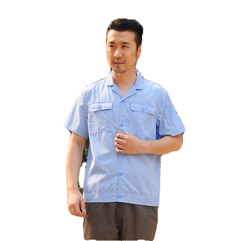 uxst出租车司机公交车驾驶员工作服浅蓝色短袖男上衣棉透气轻薄耐穿夏