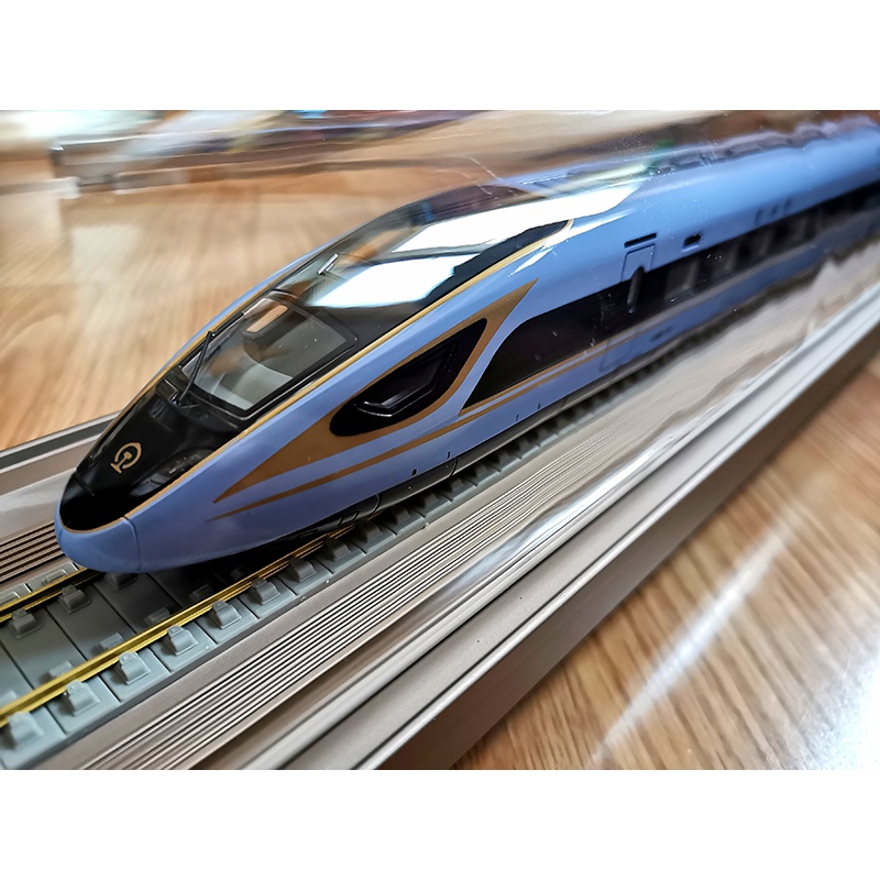 功斌复兴号高铁动车组模型蓝暖男动车组仿真合金摆件 1:87复兴号cr300