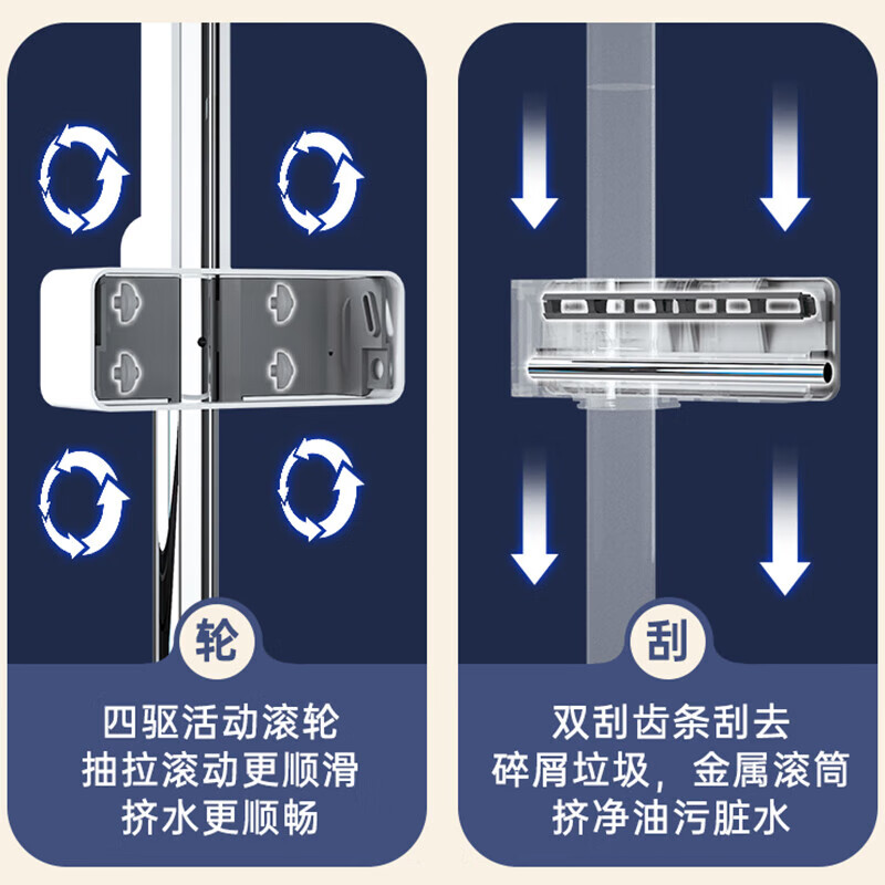 索邦（sobam）平板拖把42cm6布家用一拖净免手洗2026拖地神器带桶一套墩布拖布 【米白PT36】42cm拖把+4块拖布