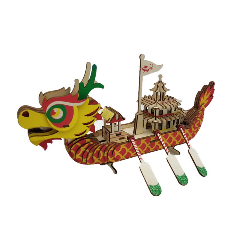 适用于端午节手工diy龙舟模型手工diy制作端午节活动拼装龙船木质d