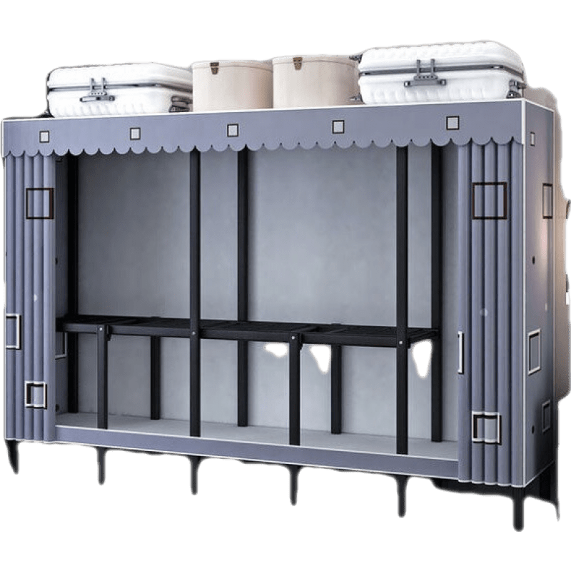 杜裕惟（DUYUWEI）折叠衣柜无需安装简易衣柜免安装布衣柜家用卧室出租房用布艺小型简约现代收纳衣橱 免安装 创意空间长200【碳钢烤漆管+加厚30】 2门  整装