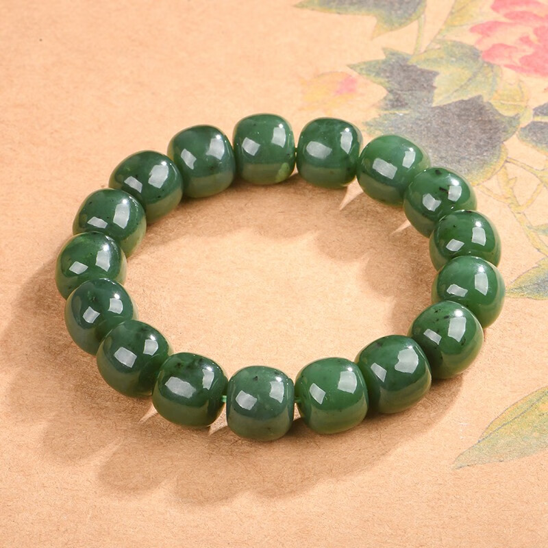 润玉瑶 和田玉碧玉路路通玉手链 女士款玉手串玉手饰