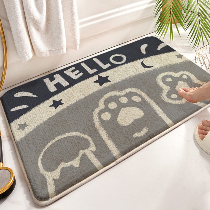 可爱卡通仿羊绒吸水浴室地垫 家用入户迎宾垫 床边毯防滑 你好星夜
